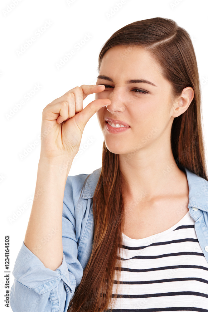 Hand gesture, studio and woman with small size sign, little pinch or decrease symbol on white background. Fingers, female person or measurement for review, tiny scale and opinion for growth feedback Hand gesture, studio and woman with small size sign, little pinch or decrease symbol on white background. Fingers, female person or measurement for review, tiny scale and opinion for growth feedback