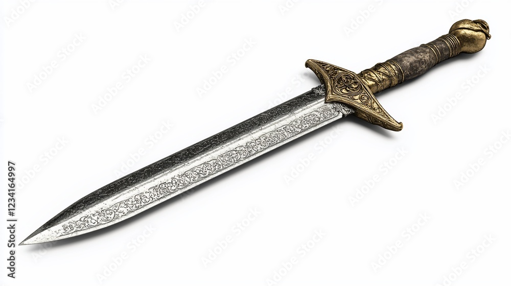 Ornate dagger, studio shot, white background, fantasy game design Ornate dagger, studio shot, white background, fantasy game design
