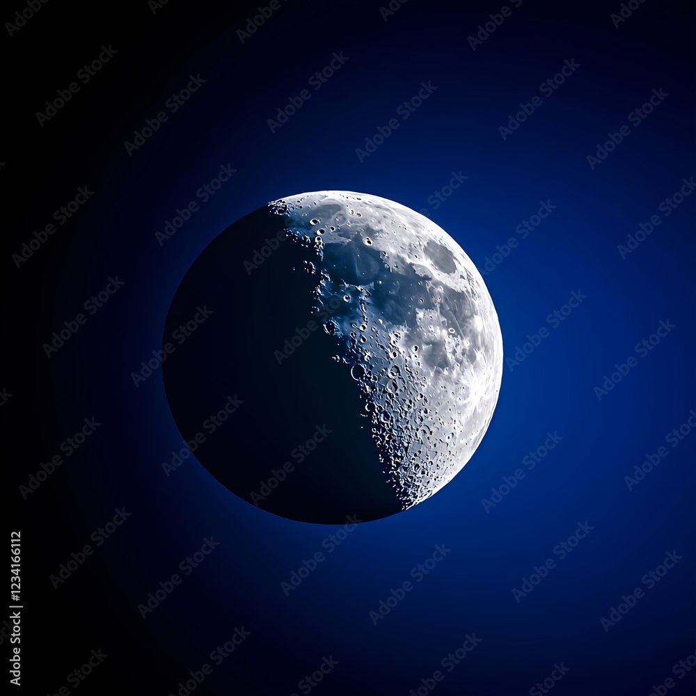 Obraz premium Crescent Moon in Dark Blue Night Sky