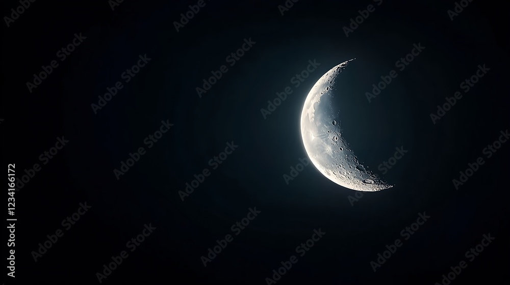 Crescent Moon in Dark Night Sky Crescent Moon in Dark Night Sky