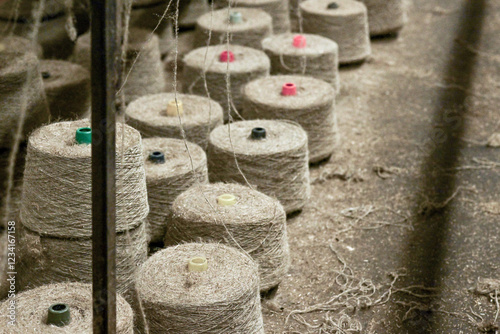 hemp rope twine production flax cotton factory vintage twine cord spool thread