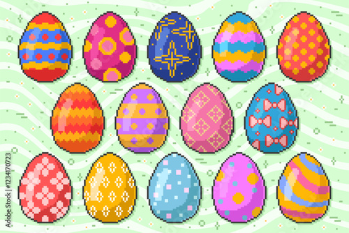 Easter Eggs Pixel Set. Vector illustration