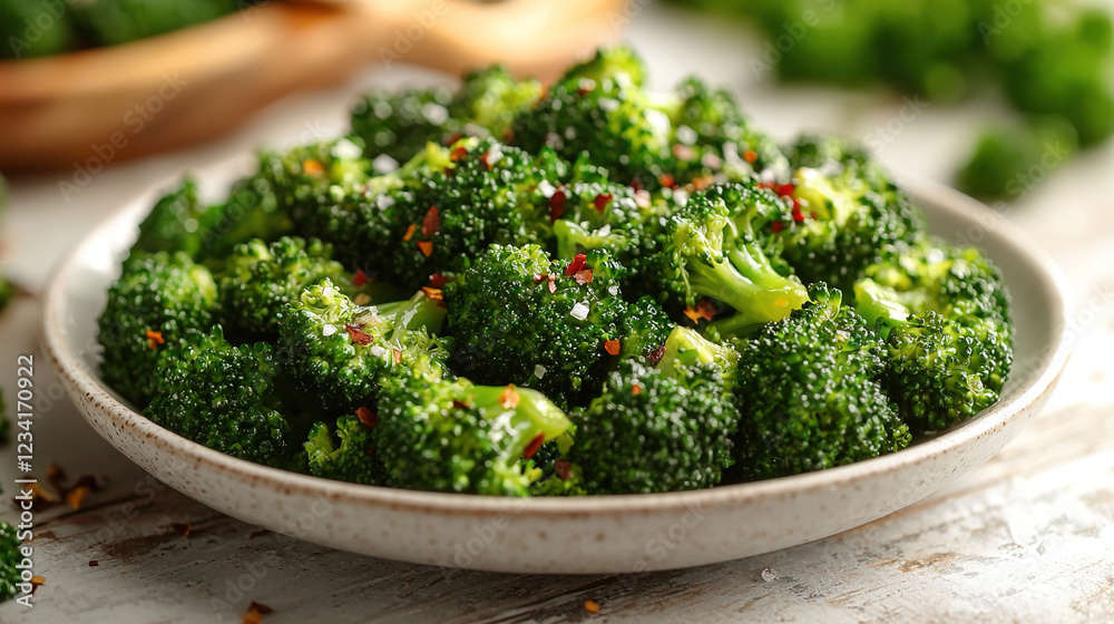 Steamed broccoli with a light drizzle of olive oil, placed on a white plate with soft natural light in a clean food photography setup
Steamed broccoli with a light drizzle of olive oil, placed on a white plate with soft natural light in a clean food photography setup
