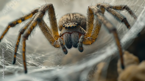 Close-up spider web ambush garden predator hunt