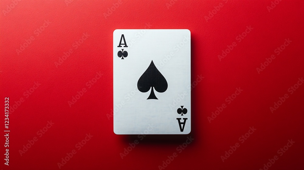 Obraz premium Ace of spades card, red background, gambling game