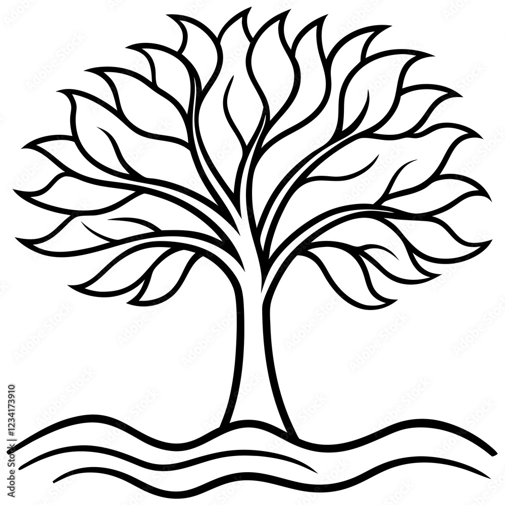 Obraz premium Waveleaf Water Tree Vector