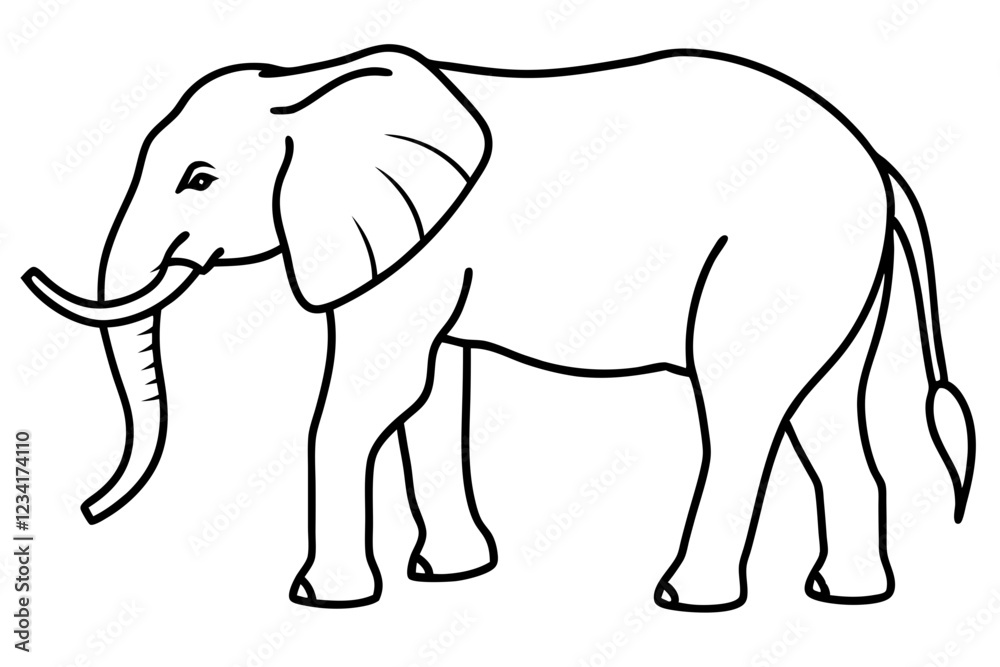 One-Line Elephant Illustration Vector Art One-Line Elephant Illustration Vector Art