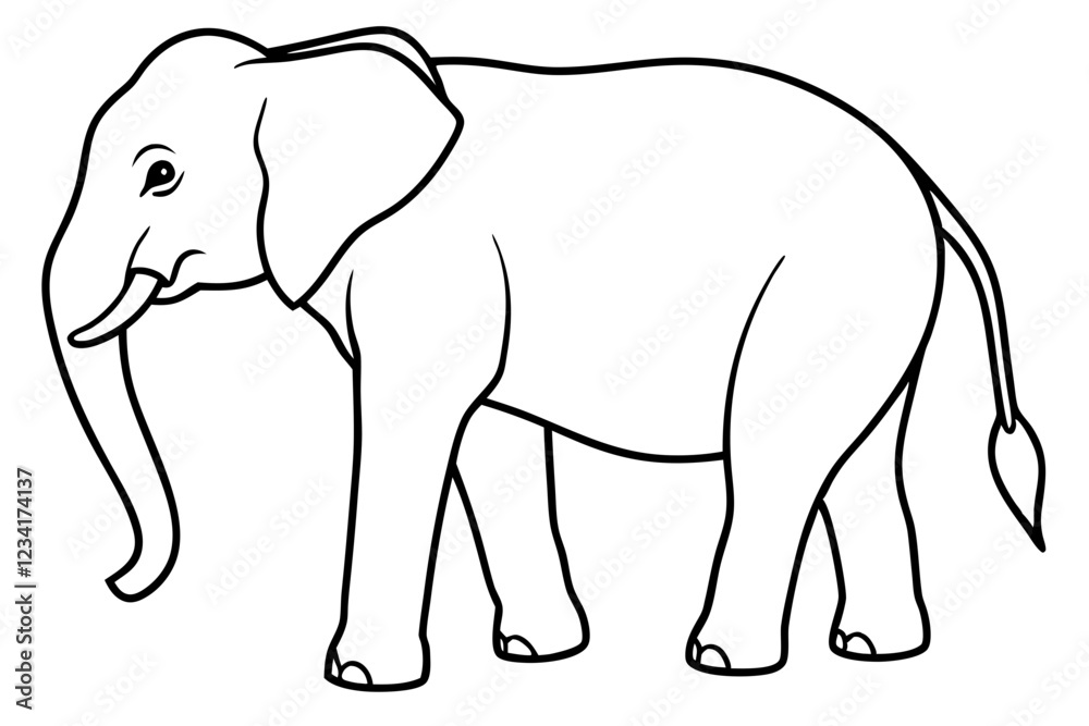 One-Line Elephant Illustration Vector Art One-Line Elephant Illustration Vector Art