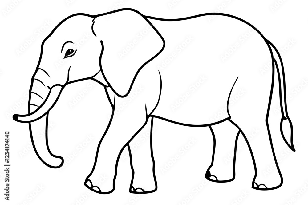 One-Line Elephant Illustration Vector Art One-Line Elephant Illustration Vector Art