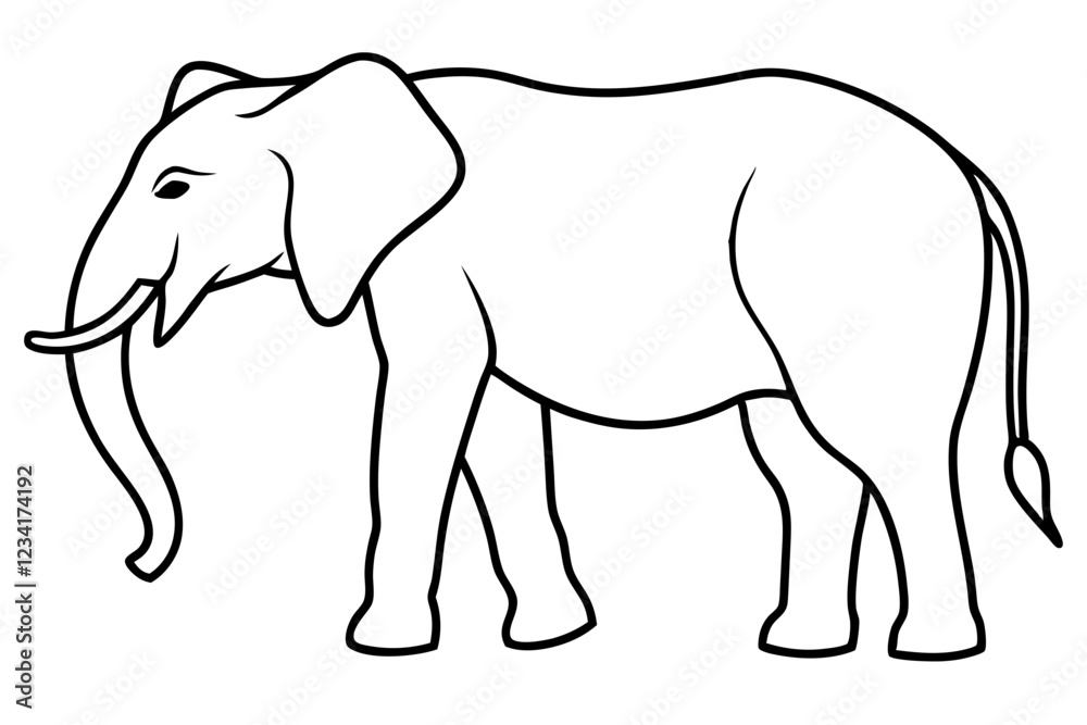 One-Line Elephant Illustration Vector Art One-Line Elephant Illustration Vector Art