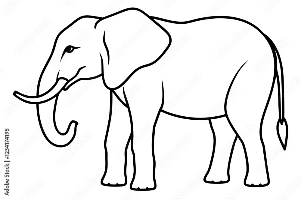 One-Line Elephant Illustration Vector Art One-Line Elephant Illustration Vector Art