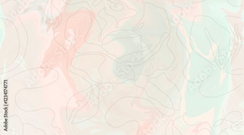 Dreamy Pastel Abstract with Delicate Floral Sketches