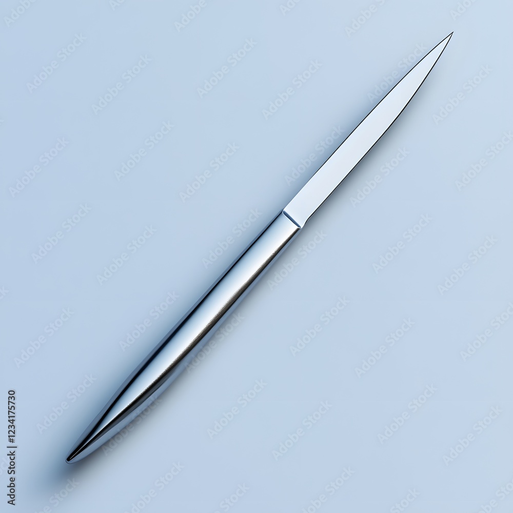 Scalpel with a sleek metallic finish isolated on a minimalist background sharp and ready for precise surgical cuts shadows emphasizing its simplicity and utility Scalpel with a sleek metallic finish isolated on a minimalist background sharp and ready for precise surgical cuts shadows emphasizing its simplicity and utility