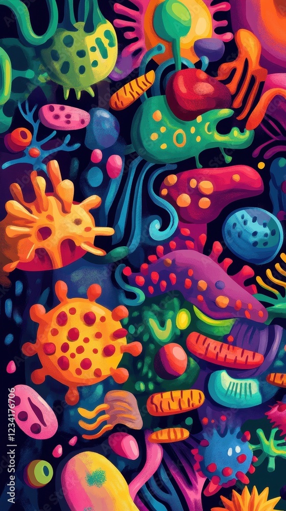 Fototapeta premium Vibrant Colorful Abstract Microbial Life Forms