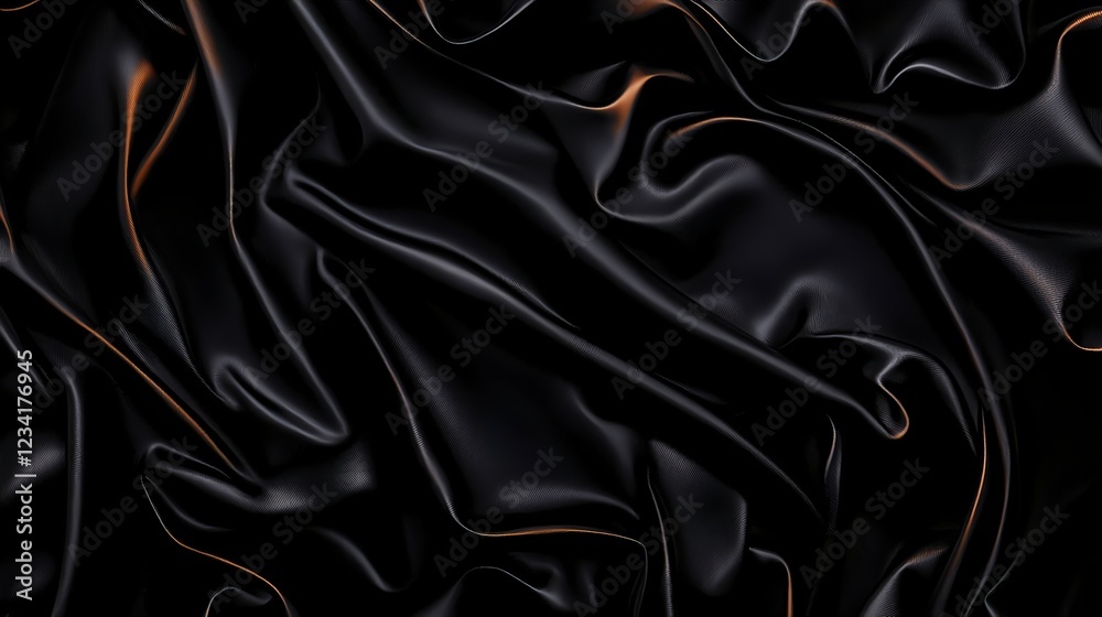 Fototapeta premium Dark Black Satin Fabric Draped Texture Background