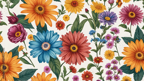 Wallpaper Mural seamless floral pattern Torontodigital.ca