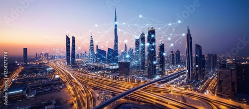 Smart City Network Dusk Aerial