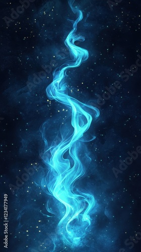 Celestial Blue Energy Swirling Through Space