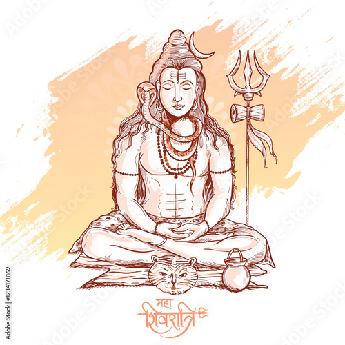 Lord shiva with indian god of hindu for maha shivratri background