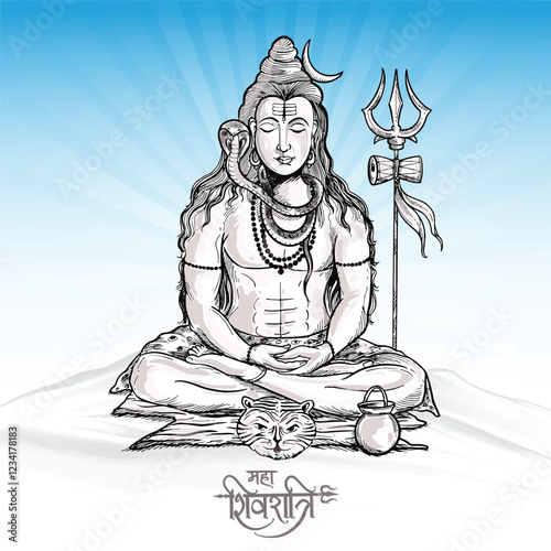 Lord shiva with indian god of hindu for maha shivratri background