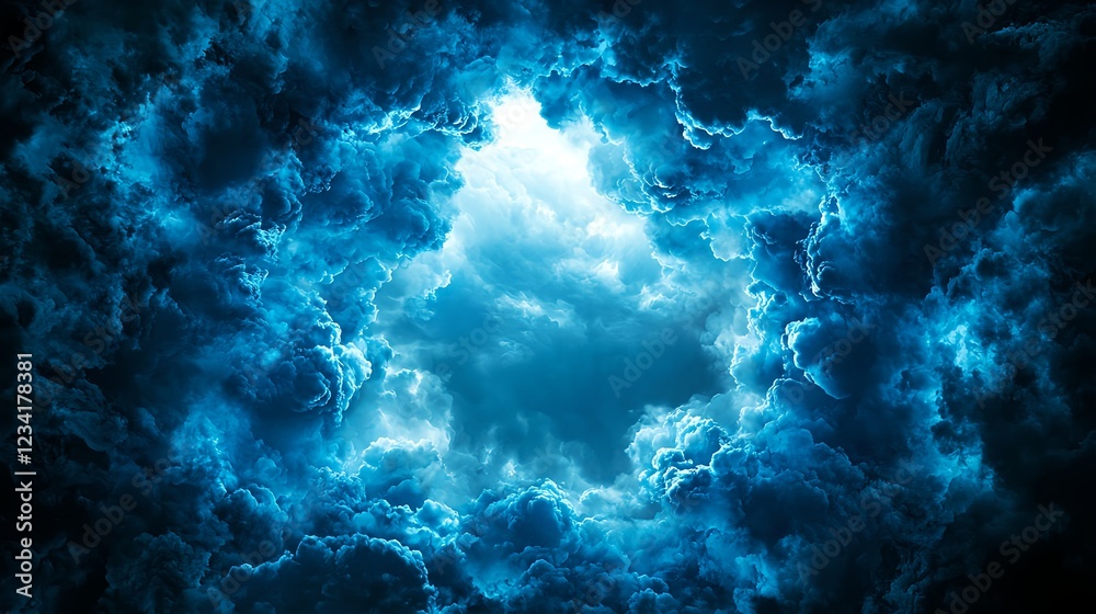 Fototapeta premium Dark Blue Clouds with Bright Central Opening