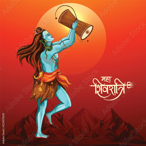 Indian hindu festival maha shivratri greeting background