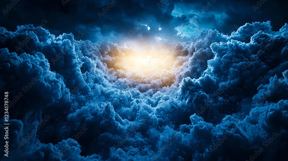 Fototapeta premium Dark Blue Cloudscape with Bright Light