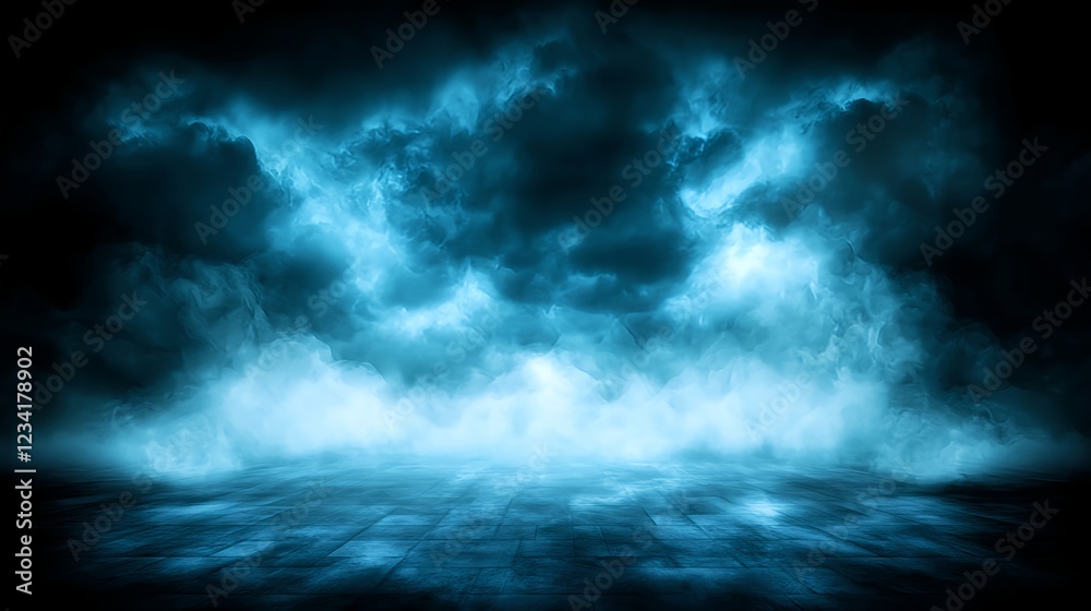 Obraz premium Dark Blue Cloudy Night Sky with Fog
