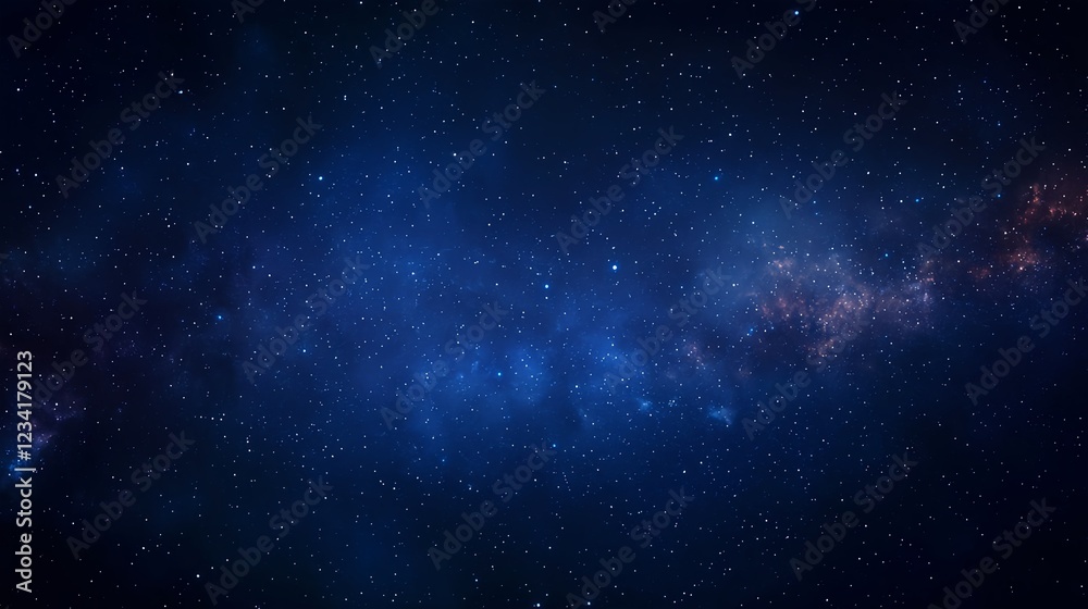 Fototapeta premium Dark Blue Cosmic Background with Bright Stars and Nebulae