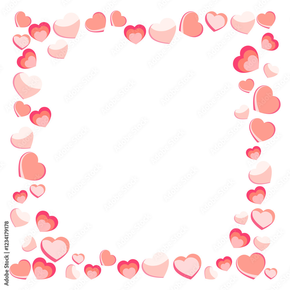 Vector illustration of pink hearts frame on transparent background Vector illustration of pink hearts frame on transparent background
