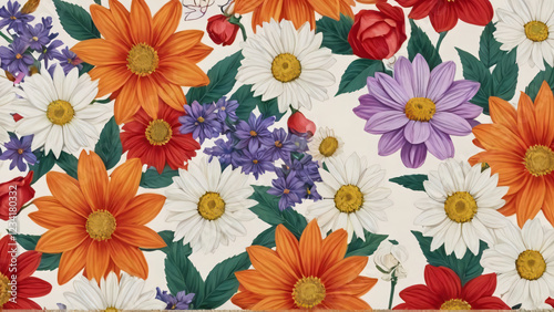 Wallpaper Mural seamless background with flowers Torontodigital.ca