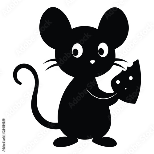 Amazing enlivened mouse nibbling a little piece of cheese