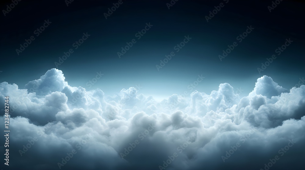 Obraz premium Dark Blue Night Sky Above a Sea of White Clouds