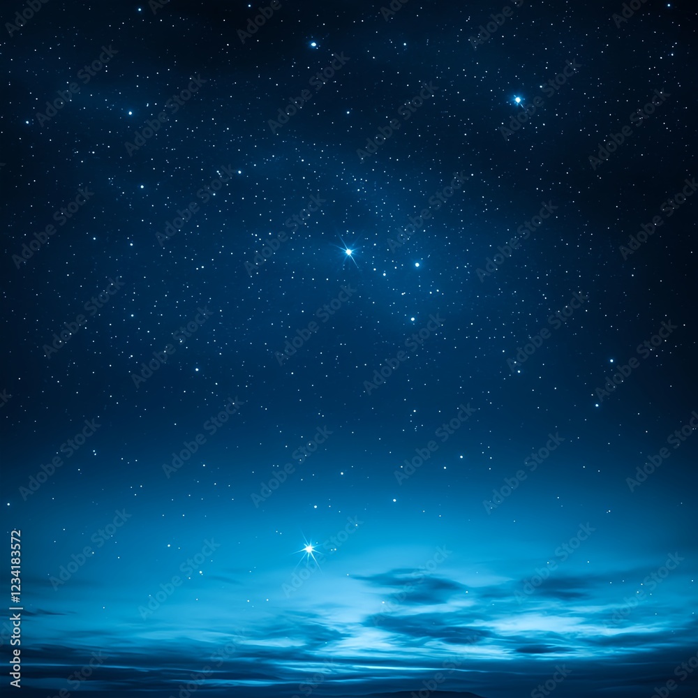 Naklejka premium Dark Blue Night Sky with Bright Stars