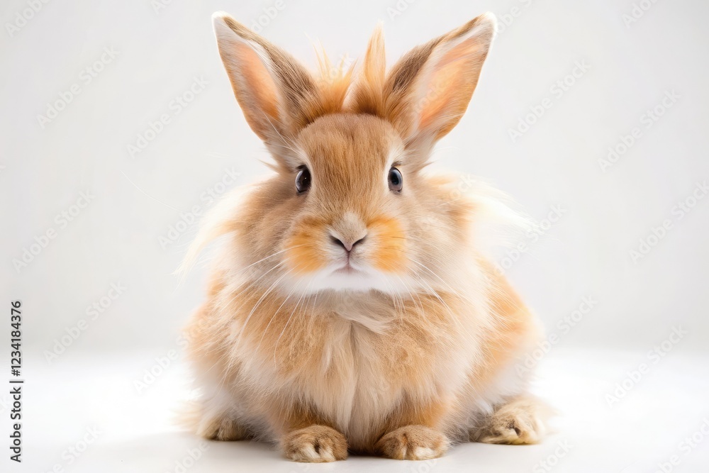 Fluffy white rabbit, a charming Easter bunny, isolated on white; perfect spring stock photo. Fluffy white rabbit, a charming Easter bunny, isolated on white; perfect spring stock photo.