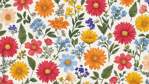 Wallpaper Mural seamless background with flowers Torontodigital.ca