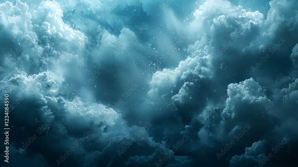 Naklejka premium Dark Blue Night Sky with Luminous Clouds