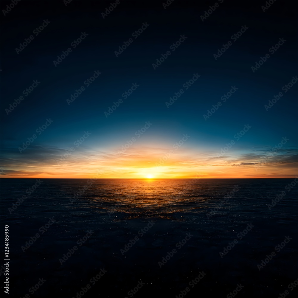 Obraz premium Dark Blue Ocean Sunset with Golden Horizon