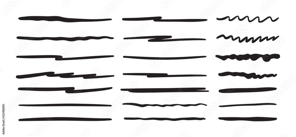 Vector set of hand drawn underline. Doodle lines set Vector set of hand drawn underline. Doodle lines set