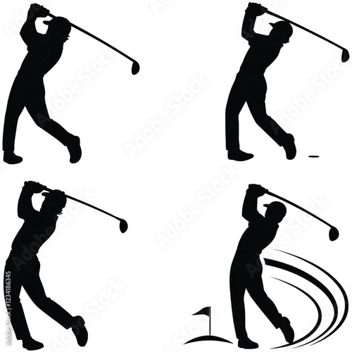 Man golf player bundle art and illustrator eps