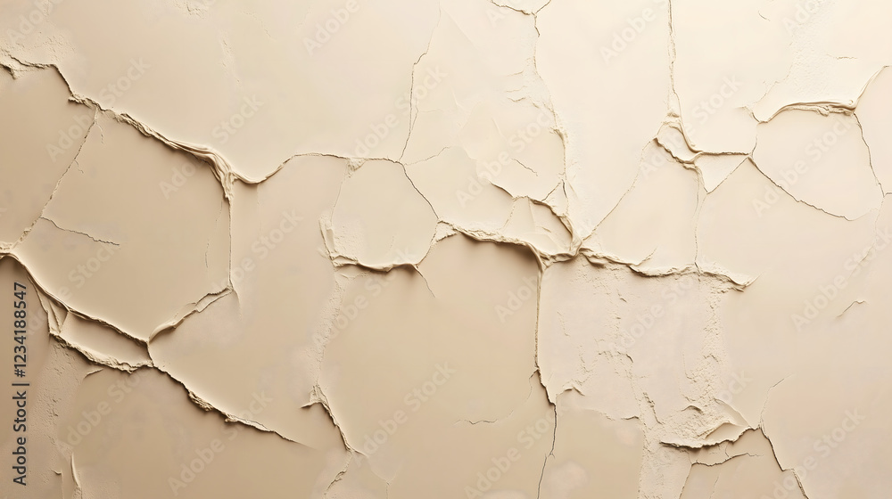 Fototapeta premium Cracked Beige Textured Wall Background