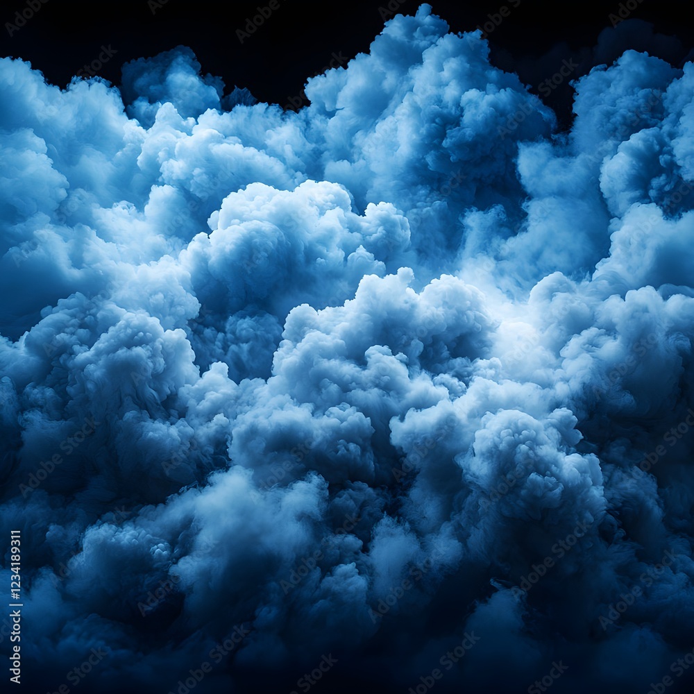 Naklejka premium Dark Blue Smoke Clouds Texture Background