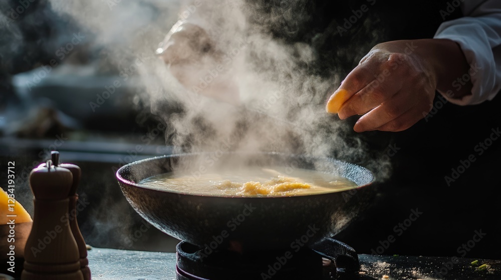 A food photographer capturing a steaming bowl of soup A food photographer capturing a steaming bowl of soup