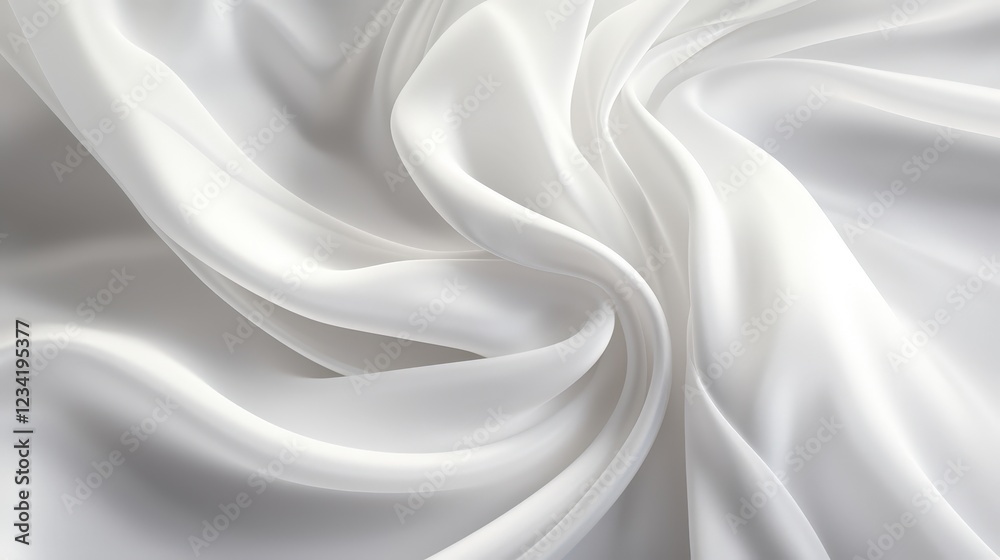 Obraz premium Soft White Silk Fabric with Elegant Flowing Lines and Textures, Perfect for Backgrounds, Fashion, and Textile Design Projects