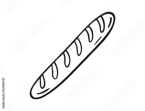 French baguette hand drawn outline doodle icon. Bread loaf vector isolated sketch illustration