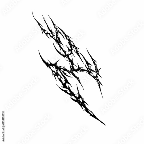Abstract Cyber gothic fire shapes vector illustration on white background