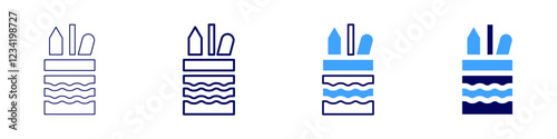 Pencil holder icon in 4 different styles. Thin Line, Line, Bold, and Bold Line. Duotone style. Editable stroke