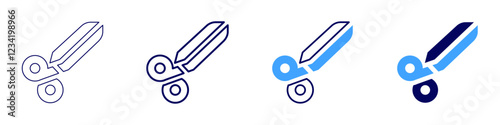 Scissors tool icon in 4 different styles. Thin Line, Line, Bold, and Bold Line. Duotone style. Editable stroke