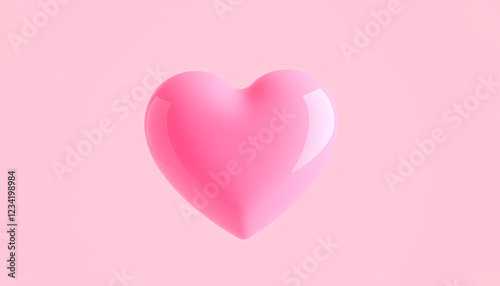 Glossy pink heart isolated on transparent background foto stock. sweet pink