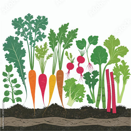 Freshly harvested root vegetables, vibrant and diverse, conveying healthy eating from garden to table.